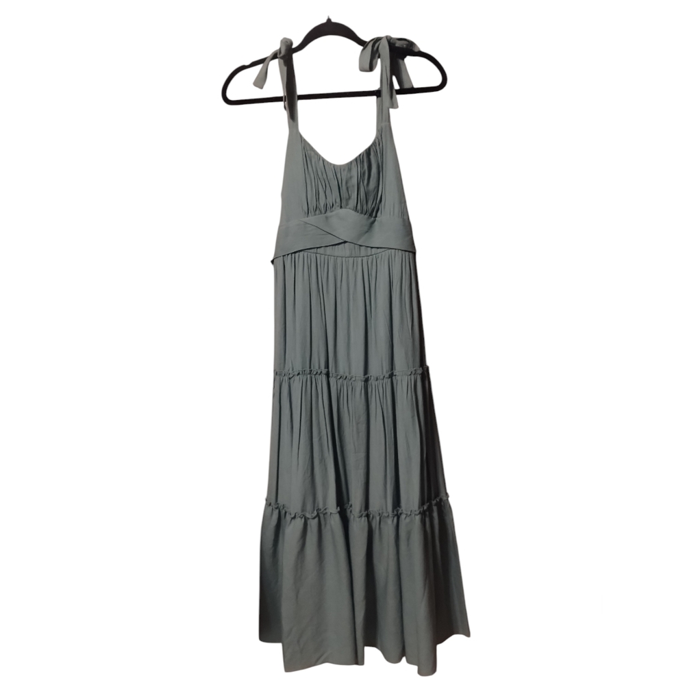 Trixxi-Sage Green Ruffle Tiered Dress, Size M